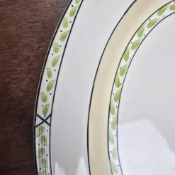 Plat ovale anglais Burleigh Ware – Crème & vert – Made in England