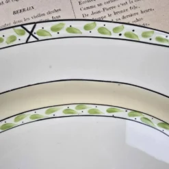 Plat ovale anglais Burleigh Ware – Crème & vert – Made in England