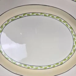Plat ovale anglais Burleigh Ware – Crème & vert – Made in England