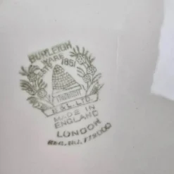 Plat ovale anglais Burleigh Ware – Crème & vert – Made in England