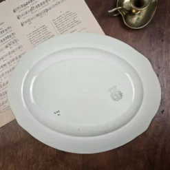 Plat ovale anglais Burleigh Ware – Crème & vert – Made in England