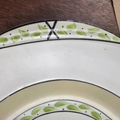Plat ovale anglais Burleigh Ware – Crème & vert – Made in England