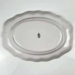 Plat ovale à bout plat modèle Réverbère par KG Lunéville, motif rose