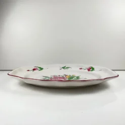 Plat ovale à bout plat modèle Réverbère par KG Lunéville, motif rose