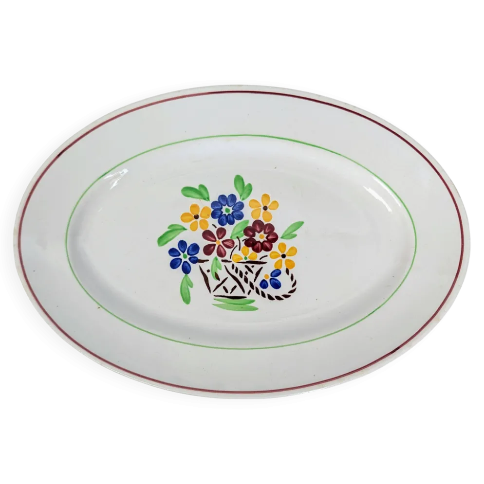 Plat ovale en demi-porcelaine Lunéville modèle Bandol