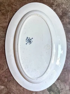 Plat ovale Longwy en terre de fer bleue, service