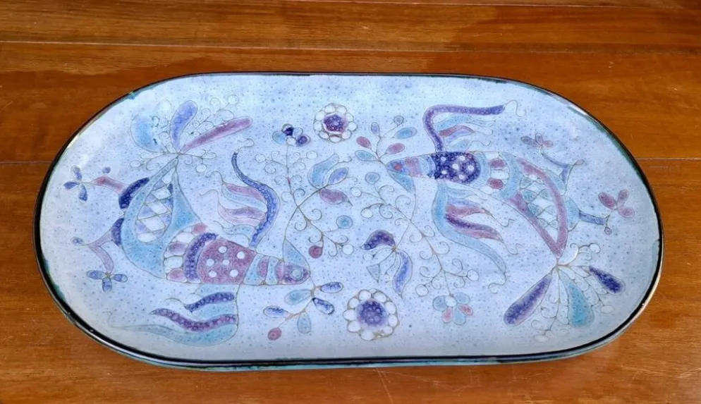 Plat oval en céramique émaillé, Danuta Le Hénaff