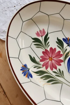 Plat ovale vintage faïence Saint-Amand modèle Maurice – Décor floral