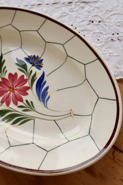 Plat ovale vintage faïence Saint-Amand modèle Maurice – Décor floral