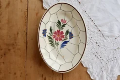 Plat ovale vintage faïence Saint-Amand modèle Maurice – Décor floral