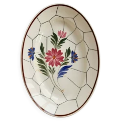 Plat ovale vintage faïence Saint-Amand modèle Maurice – Décor floral