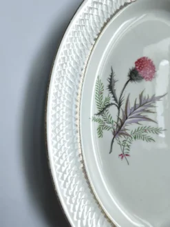 Plat ovale vintage signé Moulin des loups modèle Imperia fleur rose
