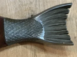 Plat poisson vintage bois et Métal– plateau de service saumon/truite –