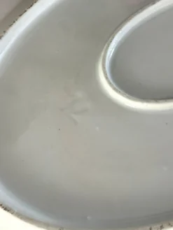 Plat profond vintage en houx français, plat de service de Noël, grand ovale