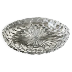 Plat rond en cristal à facettes