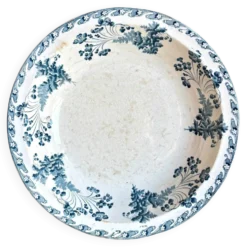 Plat rond et creux Longwy en terre de fer bleue, service