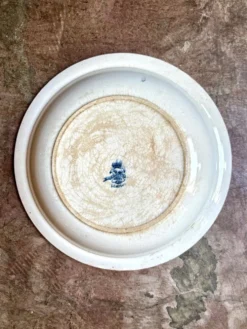 Plat rond et creux Longwy en terre de fer bleue, service