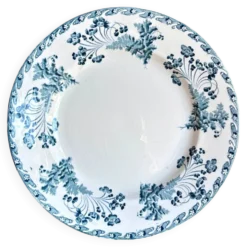 Plat rond Longwy en terre de fer bleue, service 