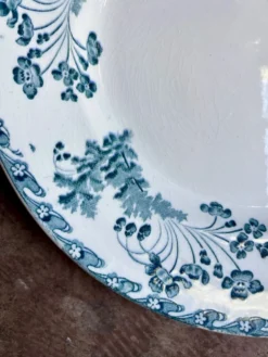 Plat rond Longwy en terre de fer bleue, service 