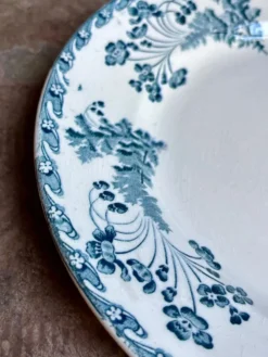 Plat rond Longwy en terre de fer bleue, service 