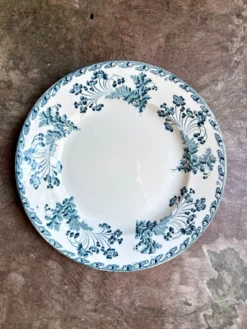 Plat rond Longwy en terre de fer bleue, service 
