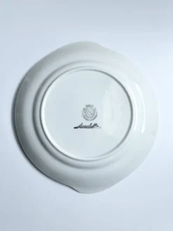 Plat rond vintage à poignées Saint Amand modèle Annabello damier vert