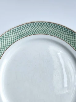 Plat rond vintage à poignées Saint Amand modèle Annabello damier vert