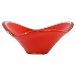 Plat rouge, verre de Murano, design italien, années 1960, fabriqué en Italie