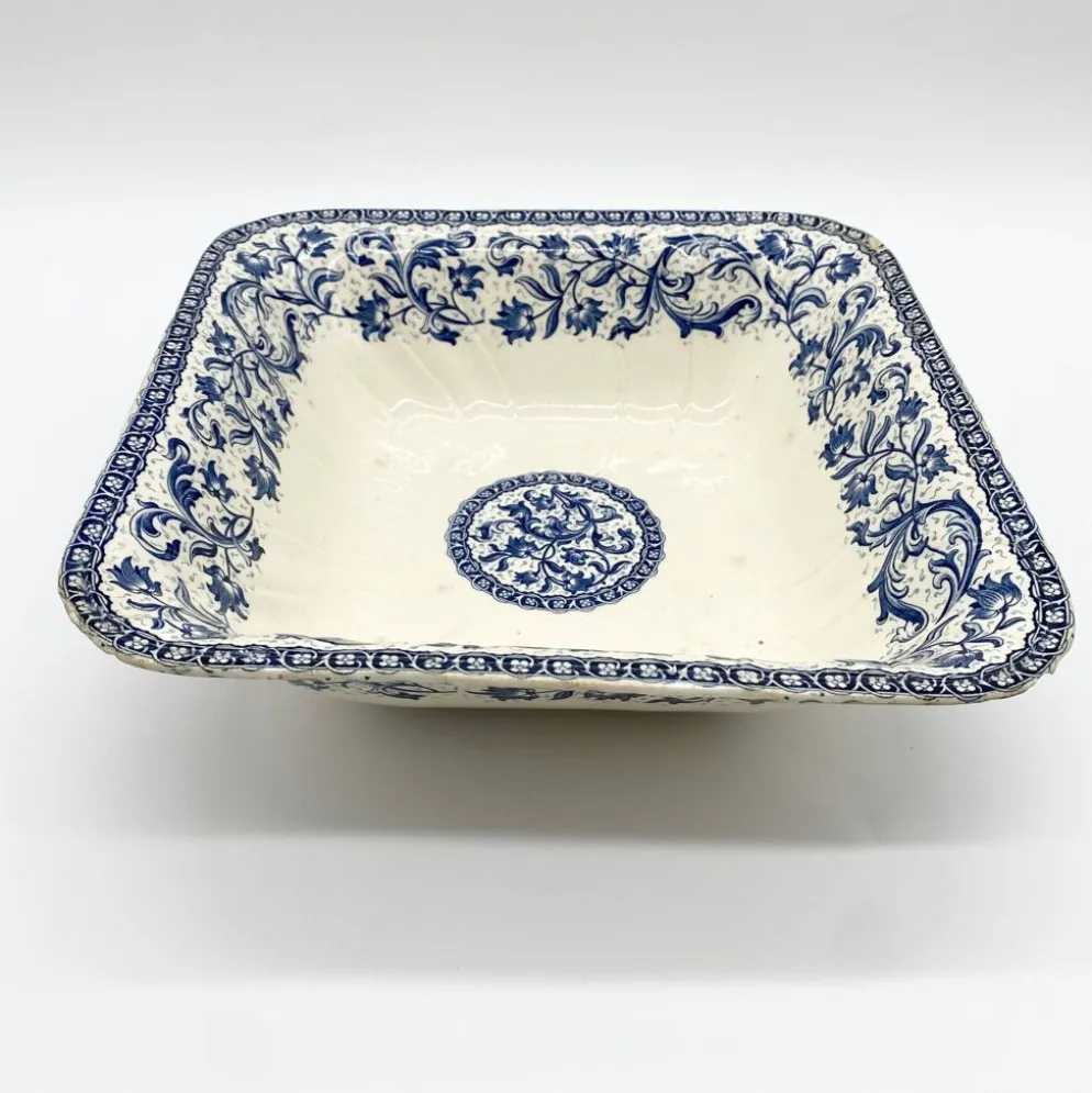 Plat / Saladier en faïence de Gien "Terre de Fer", service "Ibis", 1876