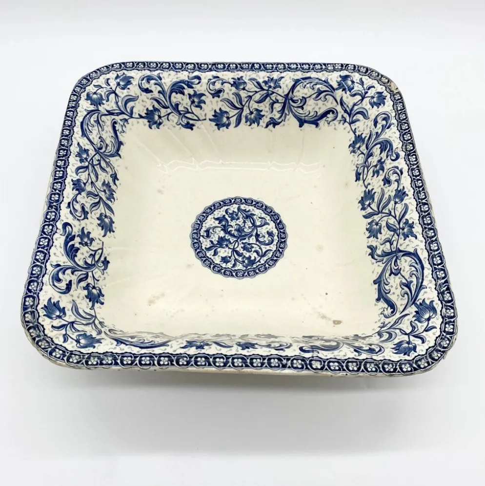 Plat / Saladier en faïence de Gien "Terre de Fer", service "Ibis", 1876