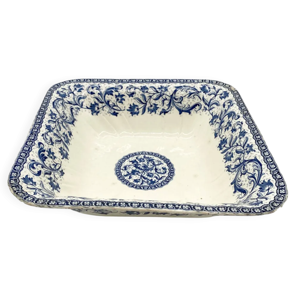 Plat / Saladier en faïence de Gien "Terre de Fer", service "Ibis", 1876