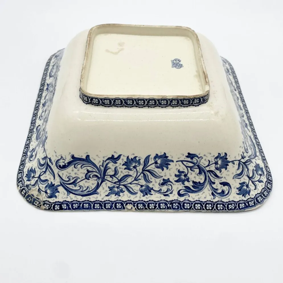 Plat / Saladier en faïence de Gien "Terre de Fer", service "Ibis", 1876