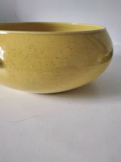 Plat Salins Miramar jaune citron – faïence texturée, années 50–60