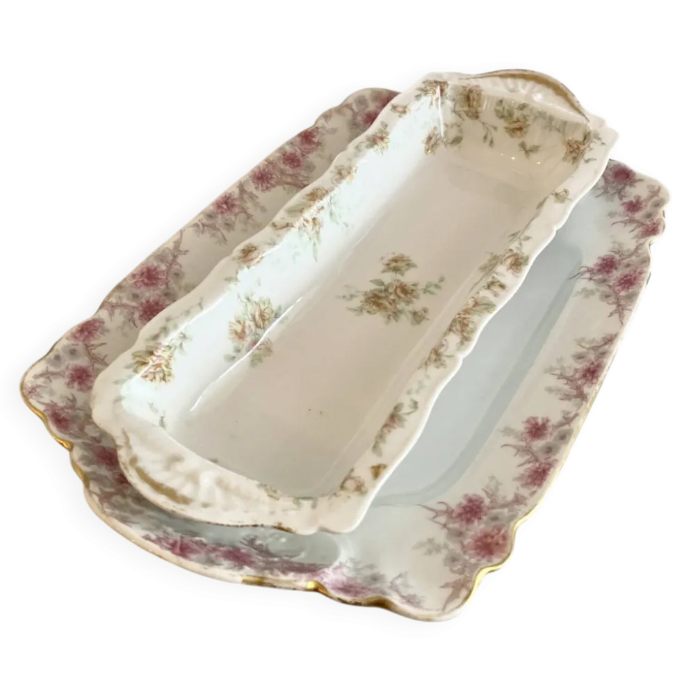 2 plats de service anciens porcelaine Haviland fin XIXe début XXe