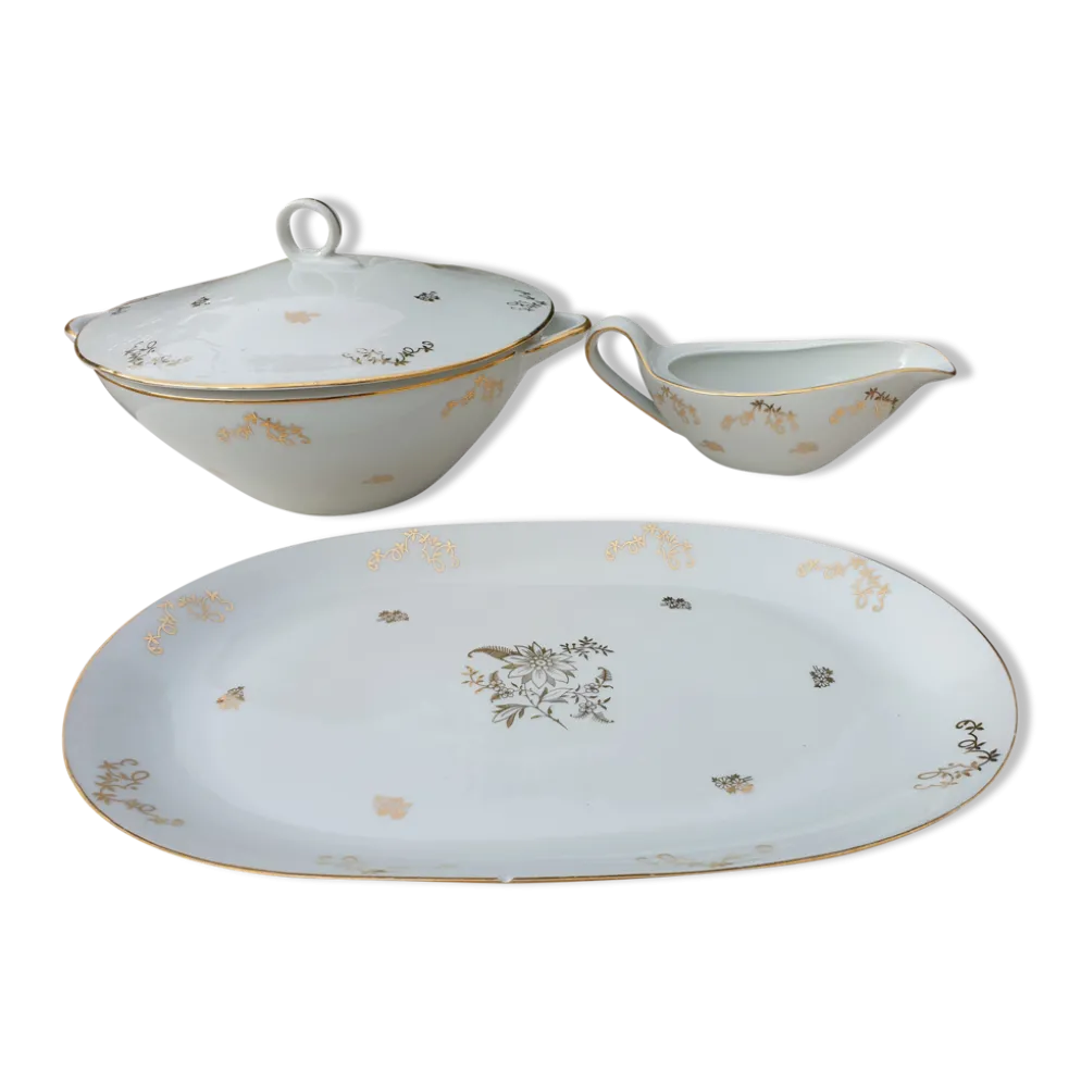 Plats de service et soupière en porcelaine de luxe de la compagnie nationale