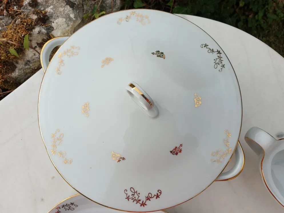 Plats de service et soupière en porcelaine de luxe de la compagnie nationale