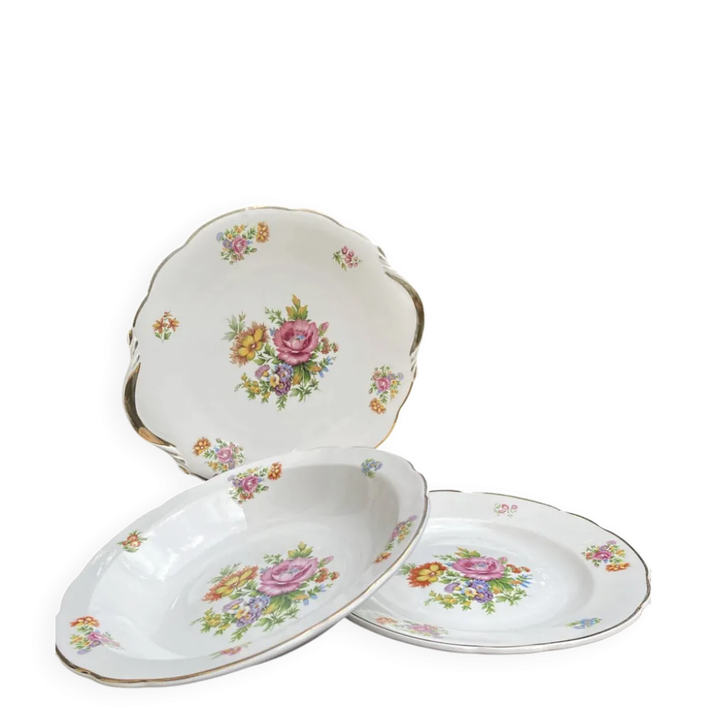 Plats de service ronds Digoin Sarreguemines charme d’antan