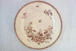 2 plats de service terre de fer Gien modèle Mai vers 1900