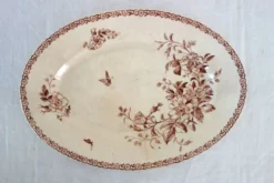 2 plats de service terre de fer Gien modèle Mai vers 1900