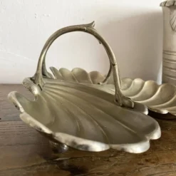 Plat serviteur art nouveau en métal argenté
