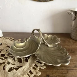 Plat serviteur art nouveau en métal argenté