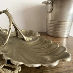 Plat serviteur art nouveau en métal argenté