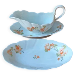 3 plats motif fleurs, porcelaine Leclair Limoges France