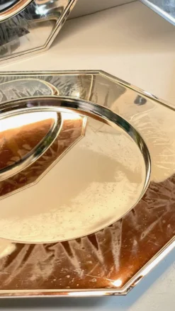 6 Plats Sous ASSIETTES Métal Argenté VINTAGE