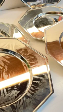 6 Plats Sous ASSIETTES Métal Argenté VINTAGE