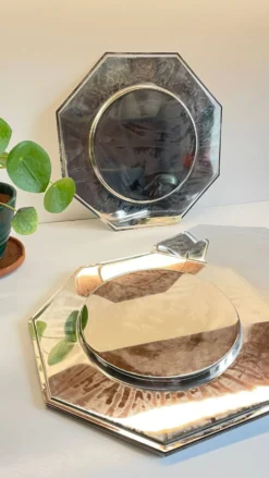 6 Plats Sous ASSIETTES Métal Argenté VINTAGE
