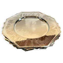 6 Plats Sous ASSIETTES Métal Argenté VINTAGE