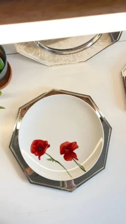 6 Plats Sous ASSIETTES Métal Argenté VINTAGE
