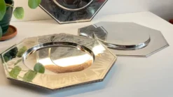 6 Plats Sous ASSIETTES Métal Argenté VINTAGE