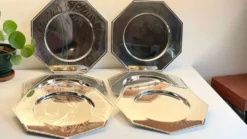 6 Plats Sous ASSIETTES Métal Argenté VINTAGE